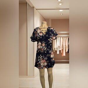 SHEIN Navy Floral Midi Dress